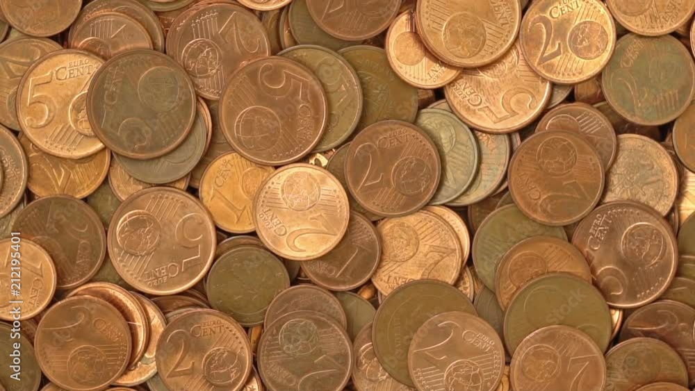 Euro cent coins closeup rotating background HD Euro cent coins closeup rotating background HD