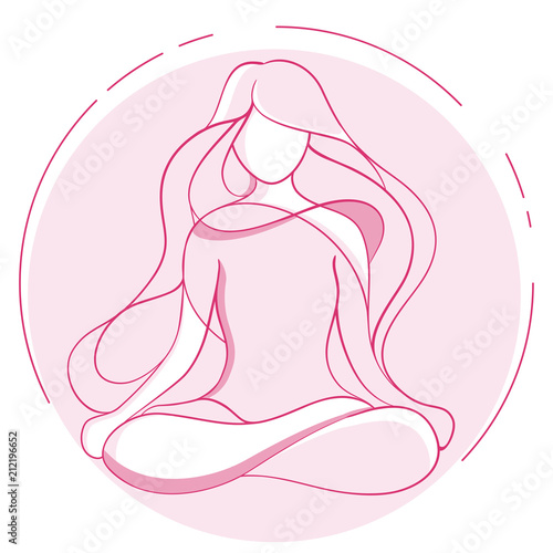 Yoga Vector Silhouette of a Young Woman in Lotus Position