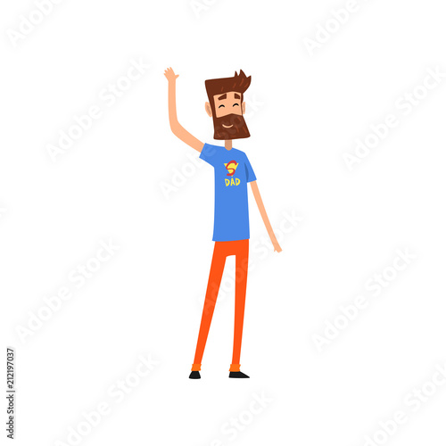 Super hero dad character waving his hand vector Illustration on a white background