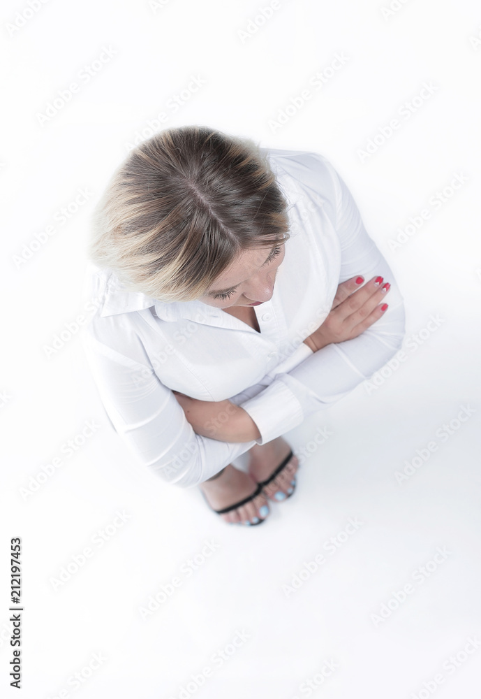 view from the top .serious modern young business woman . view from the top .serious modern young business woman .