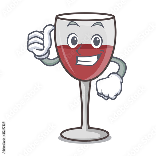 Thumbs up wine character cartoon style