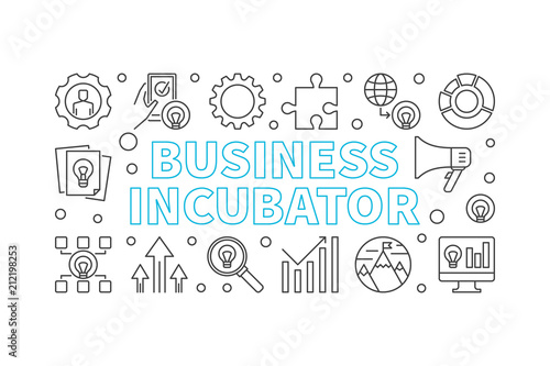 Business Incubator horizontal vector linear banner