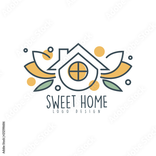 Sweet home logo design, eco friendly house concept, clean energy and technologies vector Illustration on a white background