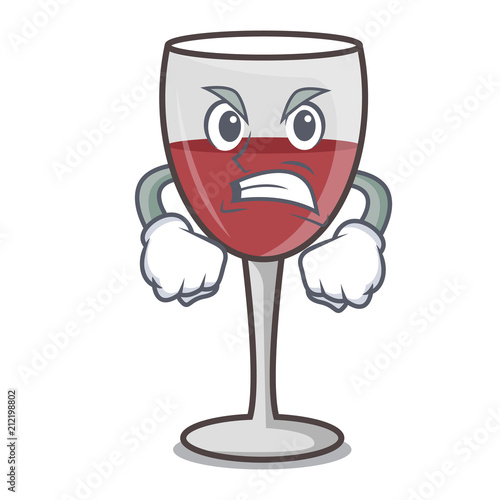 Angry wine mascot cartoon style