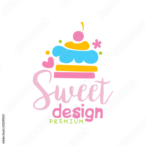 Sweets premium logo design, label for confectionery, candy shop, restaurant, bar, cafe, menu, sweet store vector Illustration on a white background