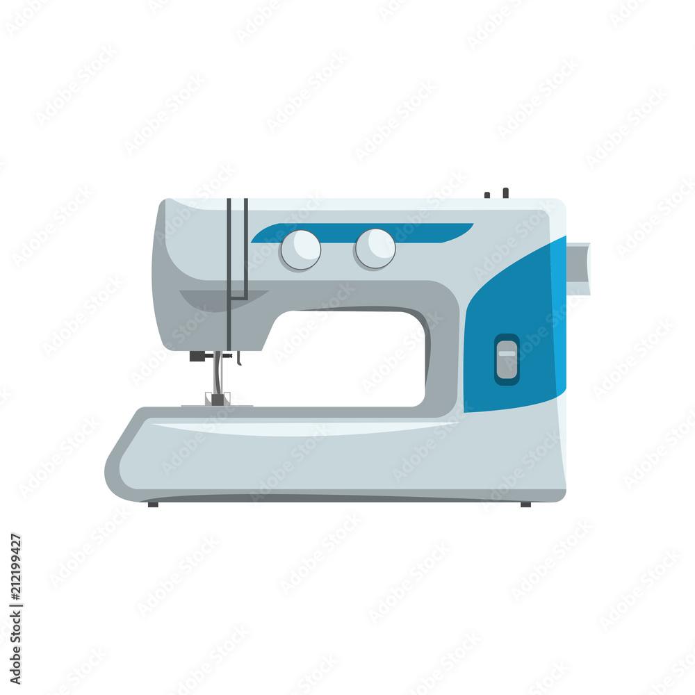Modern sewing machine, dressmakers equipment vector Illustration on a white background