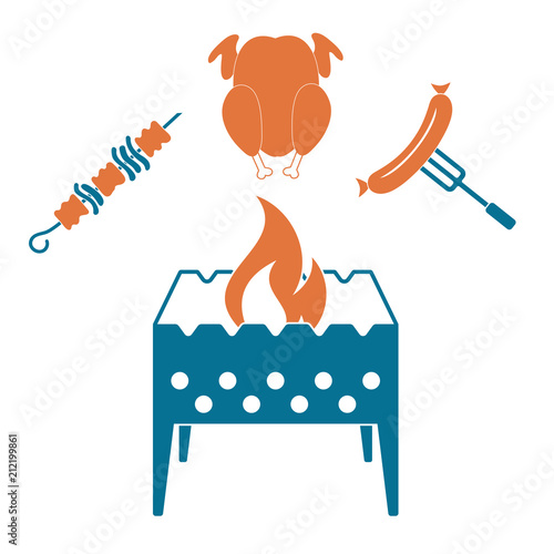 Brazier, kebab, chicken and sausage icon