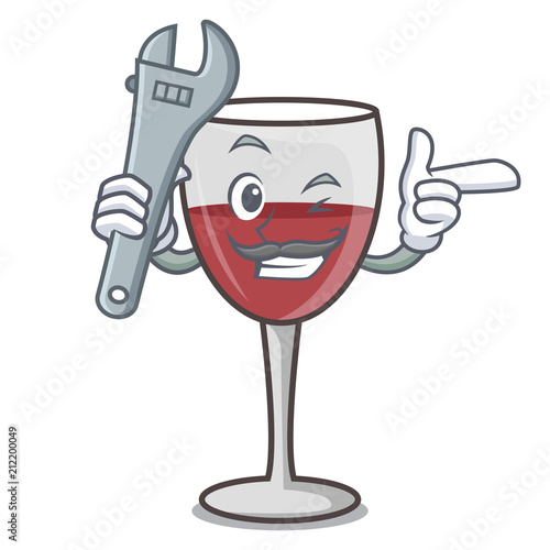 Mechanic wine mascot cartoon style