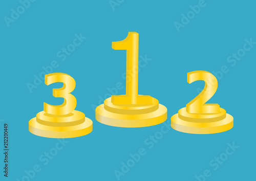 Golden number one on stand .Illustration vector.
