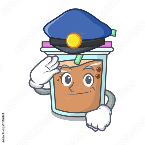 Police bubble tea character cartoon
