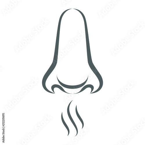 Smell sense icon. Grey symbol smell sense isolated on white background. Abstract odor sign. Vector illustration