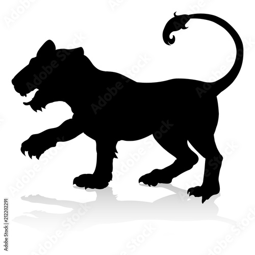 Fototapeta Naklejka Na Ścianę i Meble -  Tiger Animal Silhouette