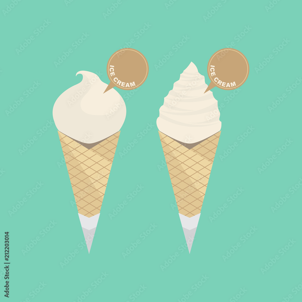 Soft Ice Cream with Waffle Cone Vector Soft Ice Cream with Waffle Cone Vector