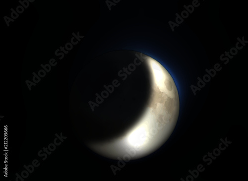 Ombre sur la lune dans un ciel sombre