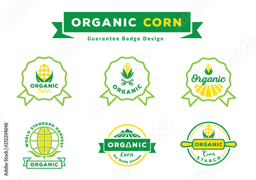 organic corn guarantee badge design set
