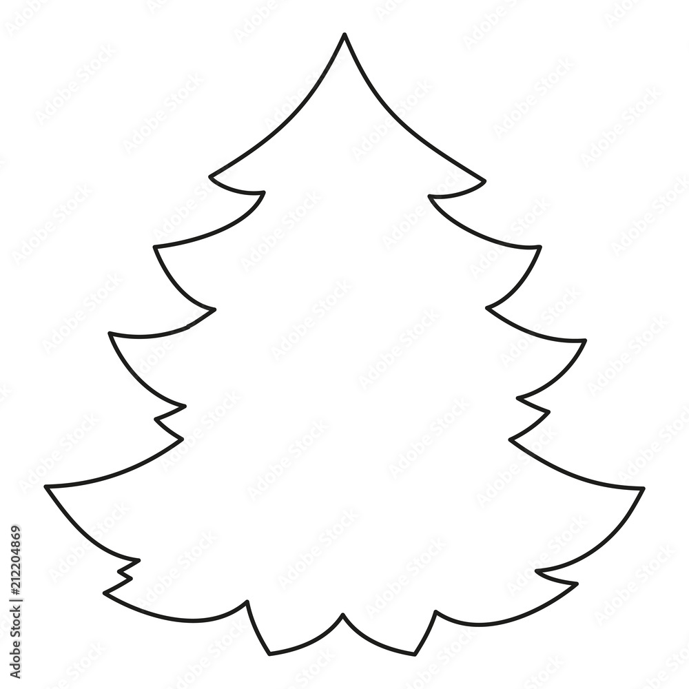 Line art black and white christmas tree. Line art black and white christmas tree.