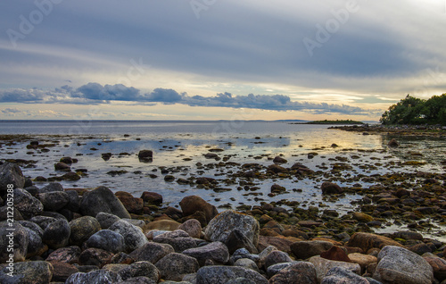 The stones on the bottom of the White sea during low tide on Solovki