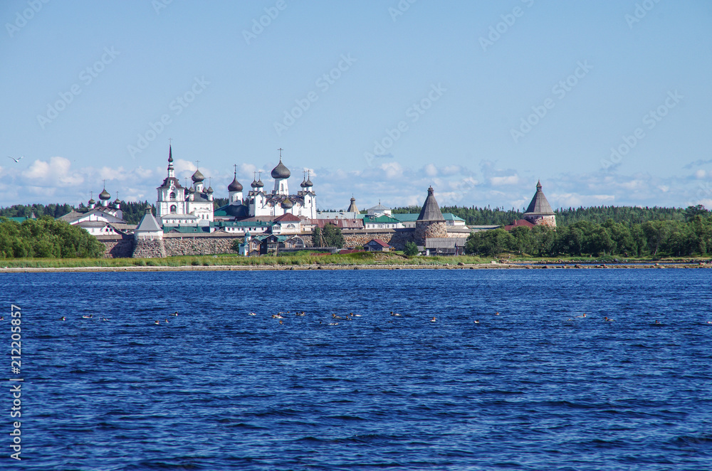 Fototapeta premium SOLOVKI, REPUBLIC OF KARELIA, RUSSIA - August, 2017: Solovki Monastery in summer