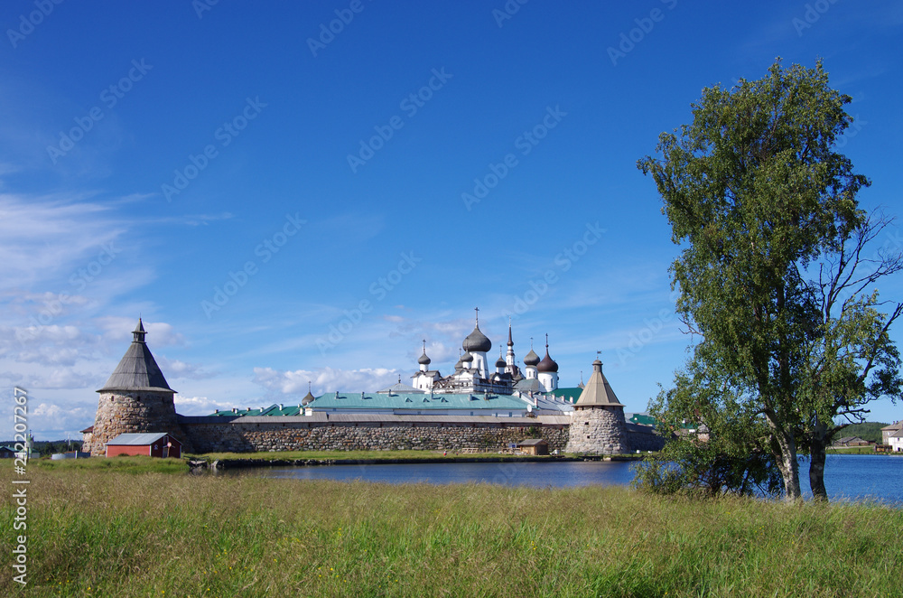 SOLOVKI, REPUBLIC OF KARELIA, RUSSIA - August, 2017: Solovki Monastery at summer day SOLOVKI, REPUBLIC OF KARELIA, RUSSIA - August, 2017: Solovki Monastery at summer day