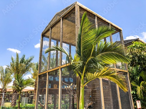 RISHON LE ZION, ISRAEL -JUNE 18, 2018: A big bird shelter or bird cage in central park in Rishon Le Zion, Israel. photo