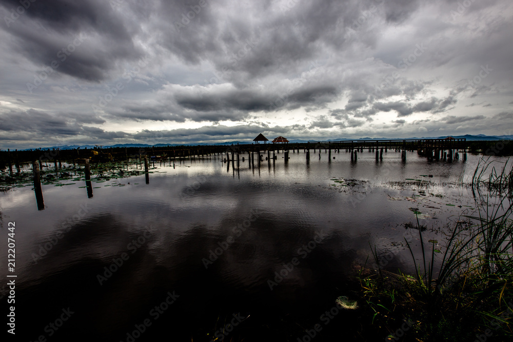 Fototapeta premium Black cloud cover Before the rain season.