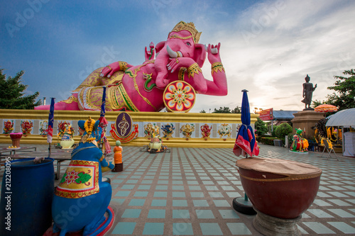 Ganesh Statue: June 18, 2018. Located at Wat Saman Rattanaram. Chachoengsao Province, Thailand photo