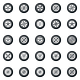 Wheel icons colored set - vector car wheels disks signs