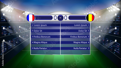 Football match. World championship stadium 3d vector background. Soccer poster table template.