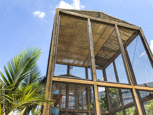 A big bird shelter or bird cage in central park in Rishon Le Zion, Israel. photo