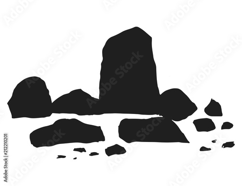 stones and cobblestones set vector. silhouette isolated