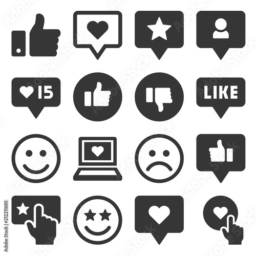 Feedback and Like Icons Set. Vector