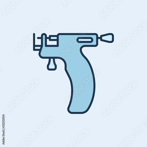 Ear piercing gun vector blue icon or design element 