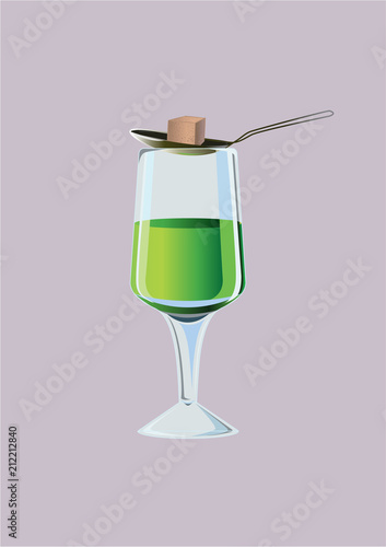 a glass of absinthe liquor