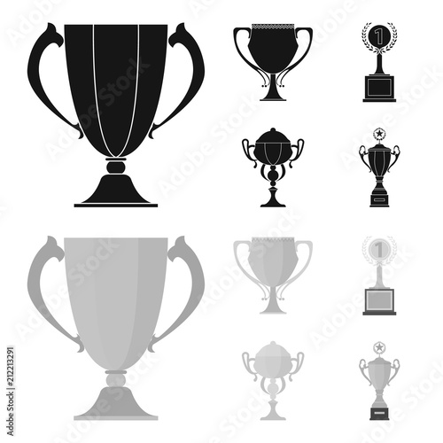 Gold Cup black,monochrome icons in set collection for design. Winners Cup vector symbol stock web illustration.