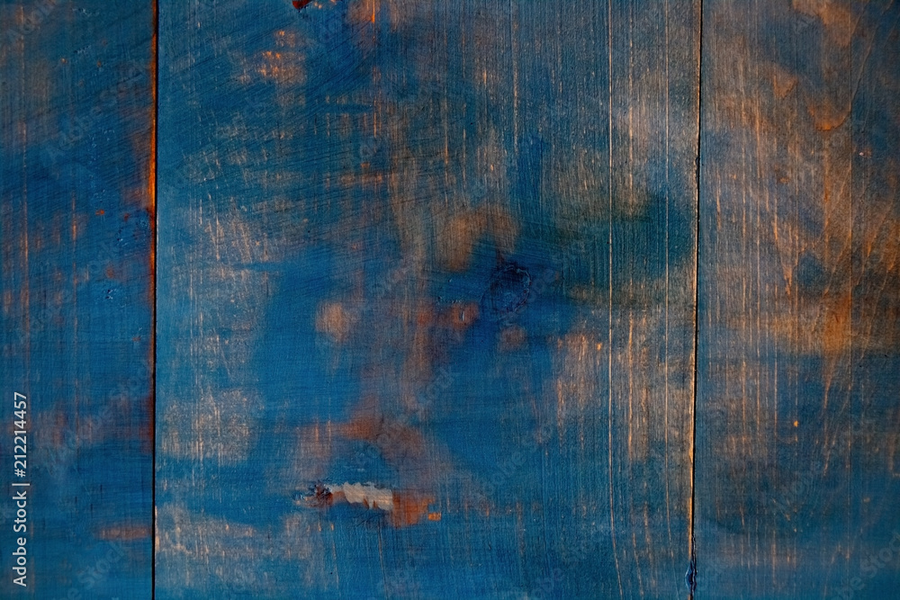 Obraz premium texture of old wooden boards painted in blue
