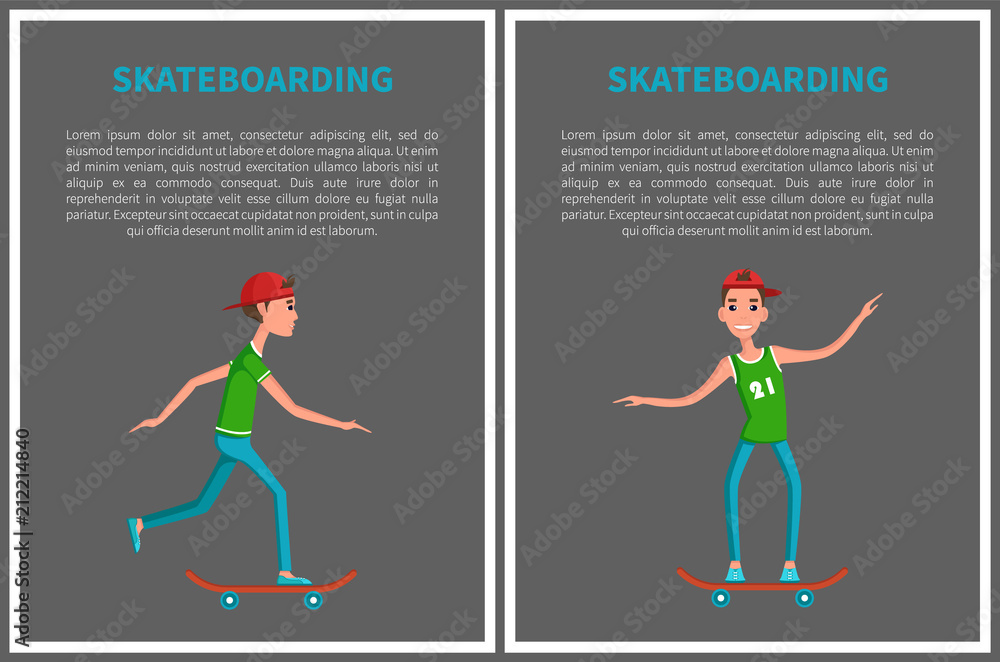 Vector Go Skateboarding Day Cards Isolated on Grey