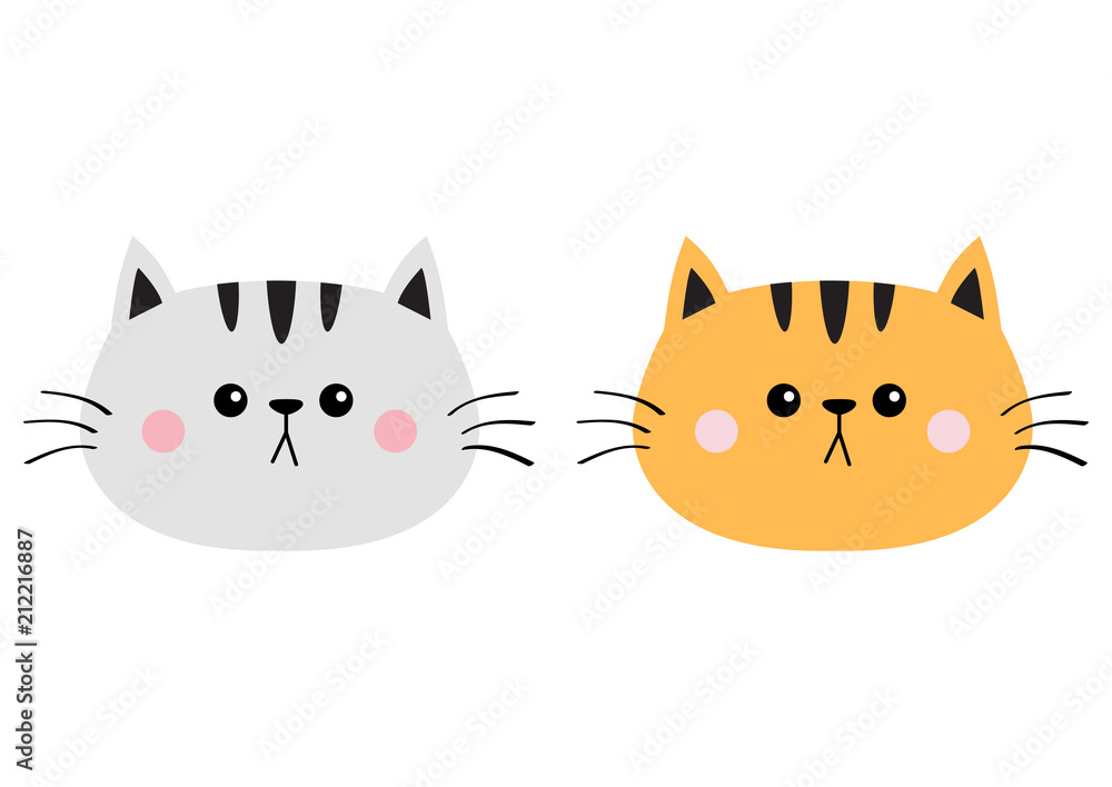 Cute cartoon cat face icon on white background Vector Image