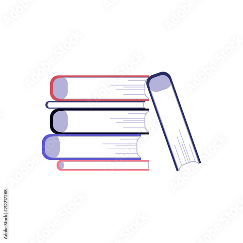 Stack of paper books with hardcover lying on some surface isolated on white background. Reading flat element of education or literary leisure concept in vector illustration.
