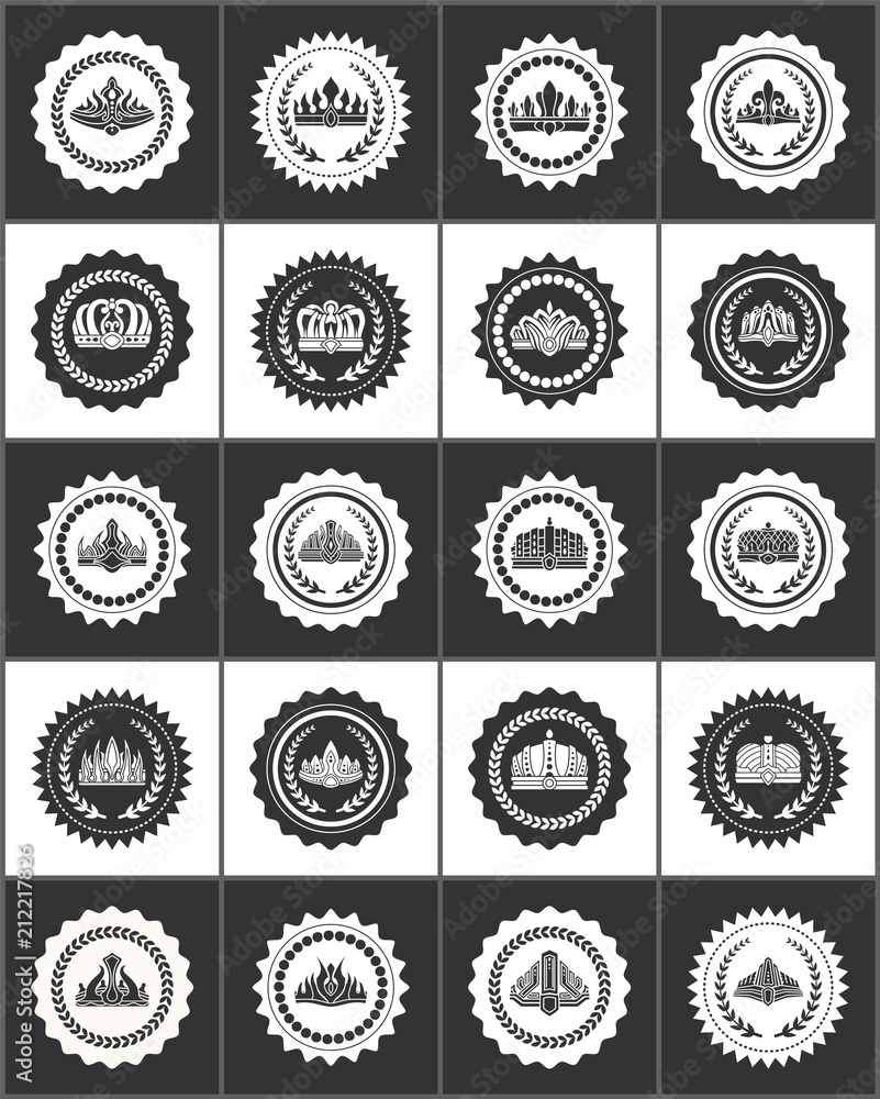 Round Stamps with Crowns and Laurel Branches Set Round Stamps with Crowns and Laurel Branches Set