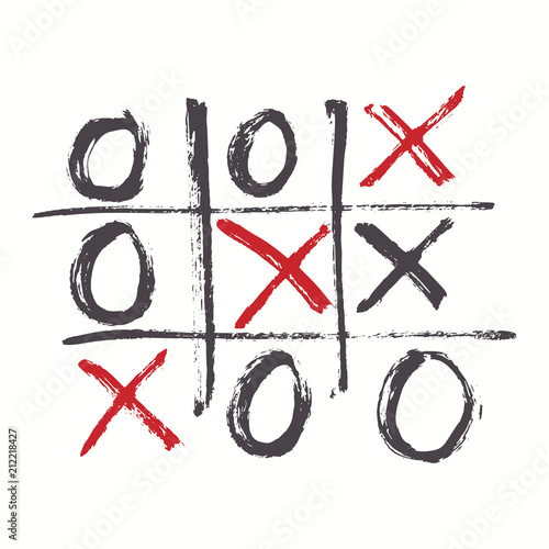 Hand-drawn tic tac toe game.