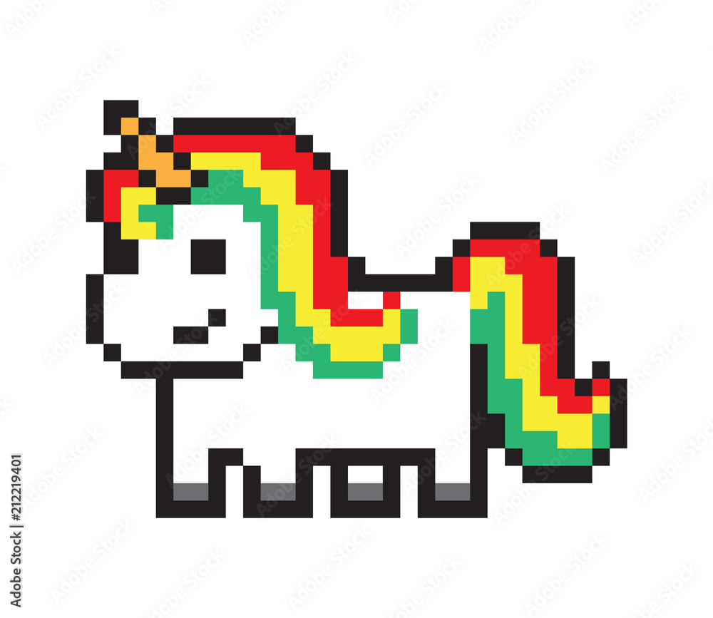 Cute Pony, Pixel Horse Isolated on White Backdrop Cute Pony, Pixel Horse Isolated on White Backdrop