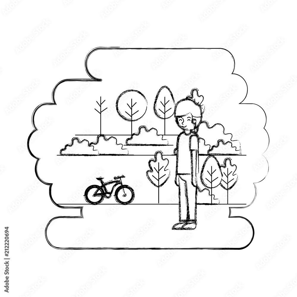man in the park with bicycle vector illustration design man in the park with bicycle vector illustration design