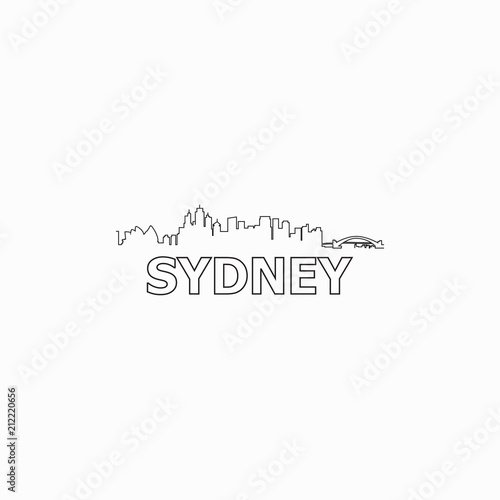 Sydney skyline and landmarks silhouette black vector icon. Sydney panorama. Australia