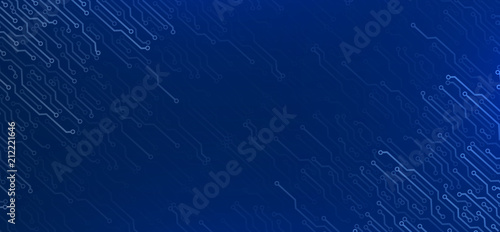 Electronic elements on dark blue background