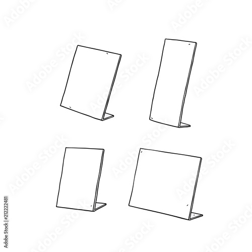Hand drawn vector illustration of table sign holder.