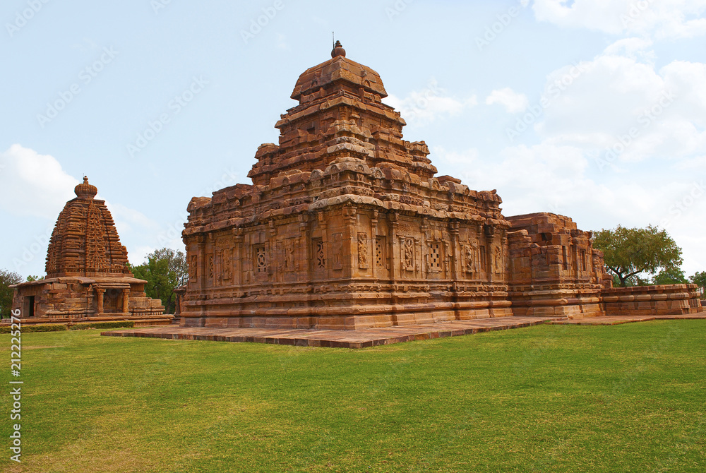 Sangamesvara temple, the Vijesvara, Pattadakal temple complex, Pattadakal, Karnataka. Galaganatha temple is also seen on the left