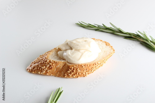 processed cheese bread on a white background