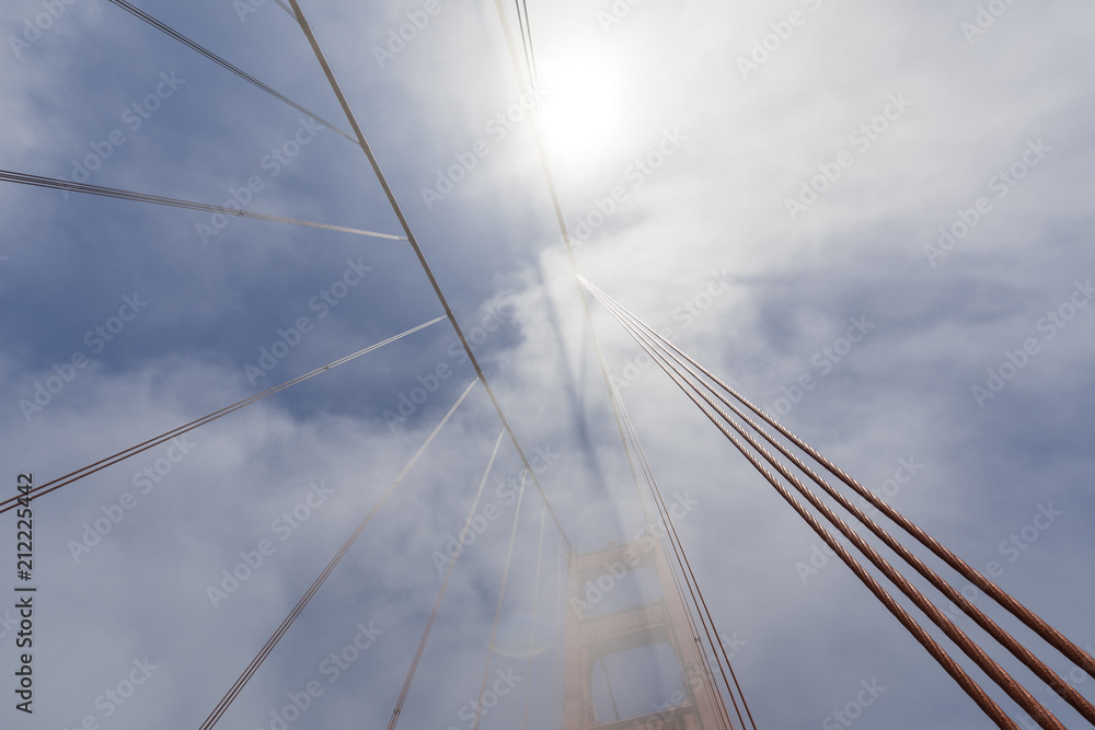 Tower of the Golden Gate Bridge in the fog, San Francisco, California, USA Tower of the Golden Gate Bridge in the fog, San Francisco, California, USA