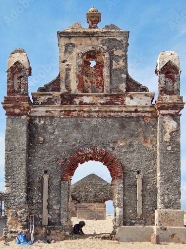 Ruins of the small village Dhanushkodi, Rameshwaram, India. photo