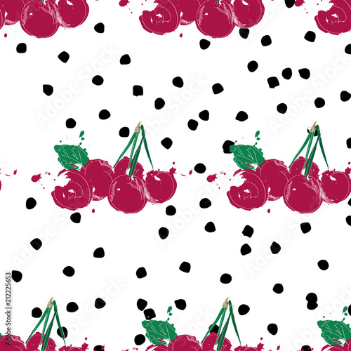 cherries seamless pattern.  cherry print. 